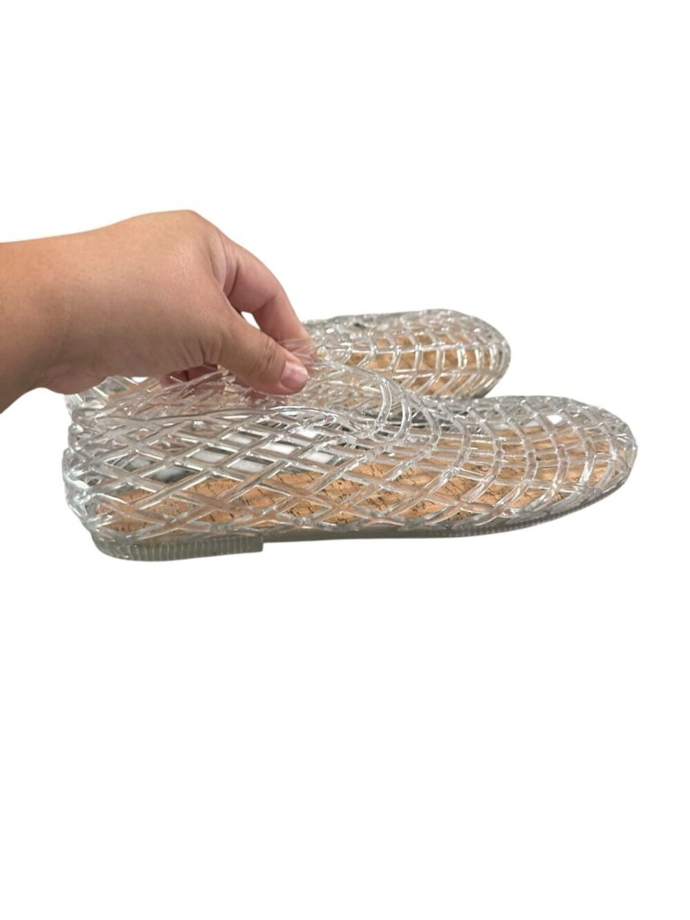 Wild Diva Lounge Sila Clear Cutout Plastic Round Toe Ballet Flats Size 9 Shoes